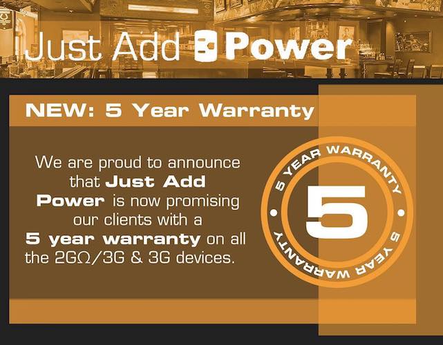 Just Add Power Introduces Five-Year Warranty on HDMI-over-IP Products