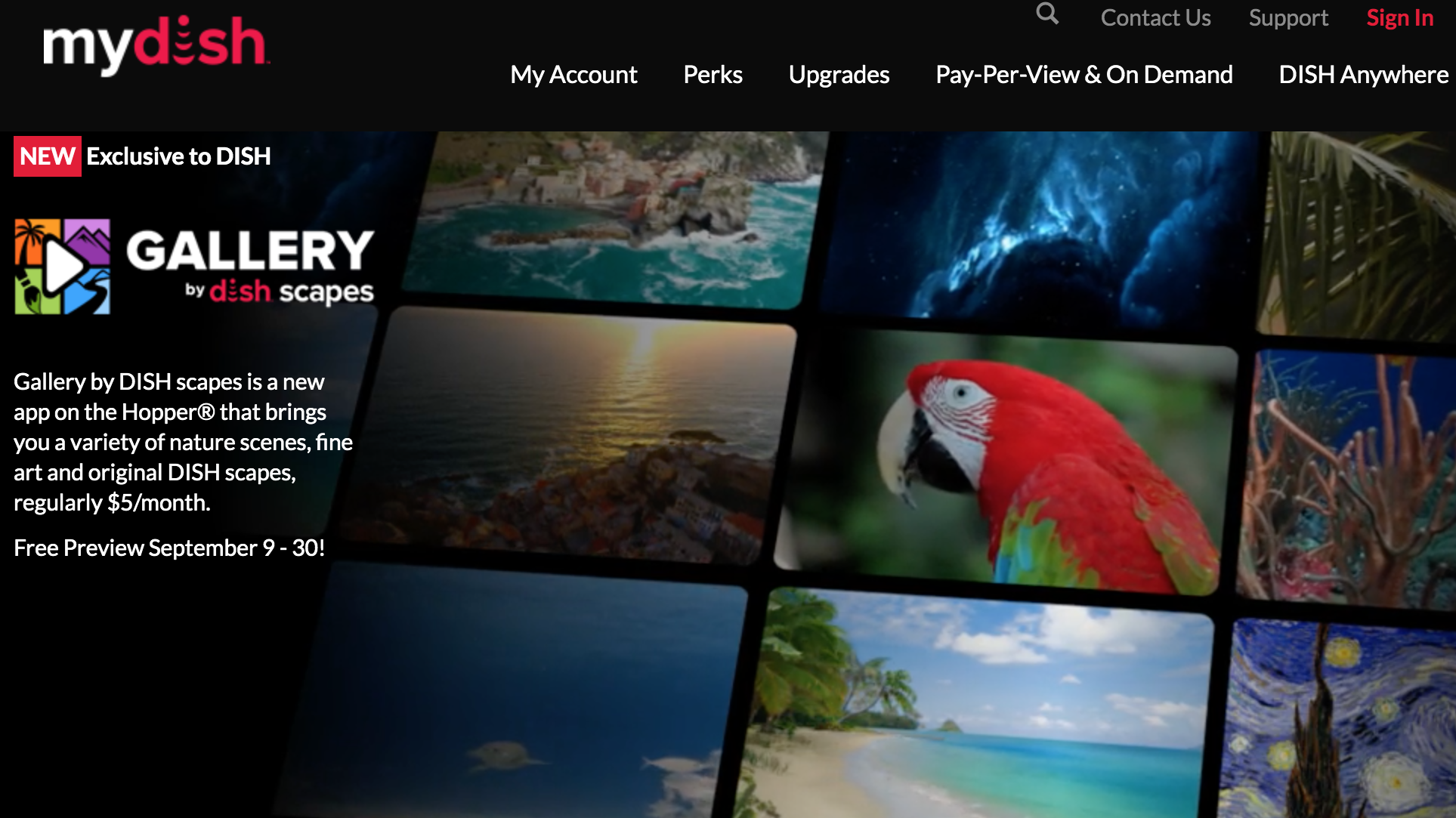 DISH Launches Gallery by DISH scapes app on Hopper platform
