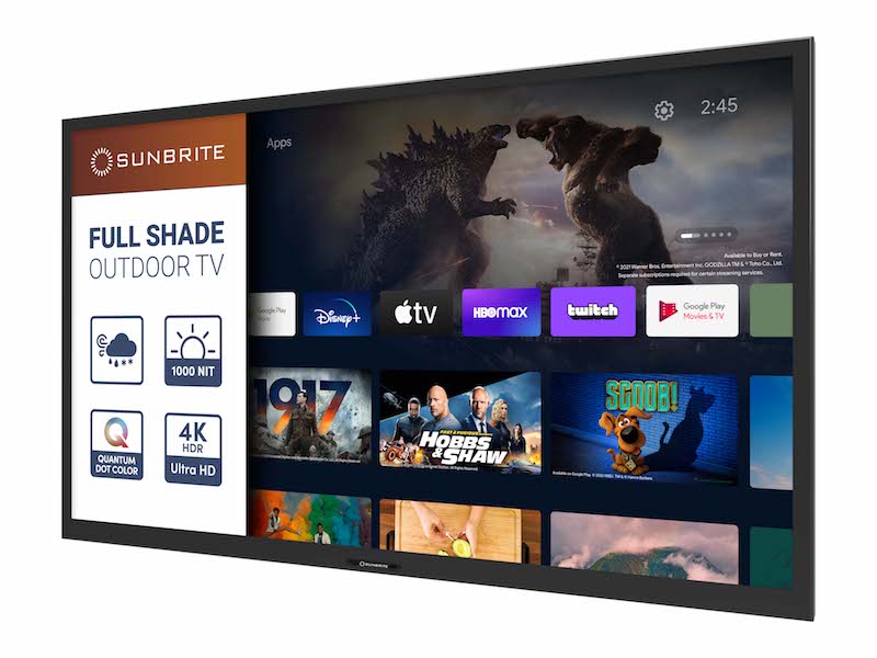 SunBrite Full-Shade Outdoor 4K TVs with Android TV Debuts from Snap One