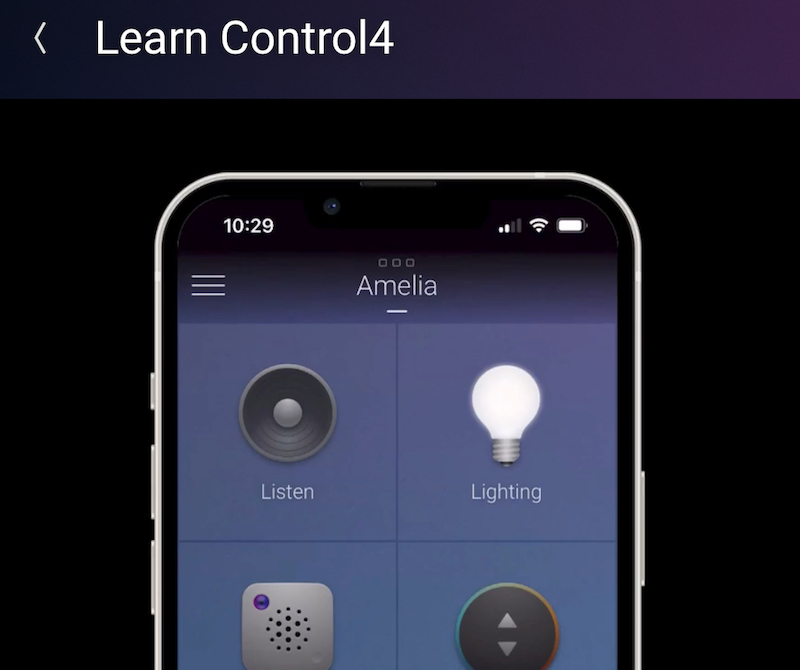 Control4 In-App Education